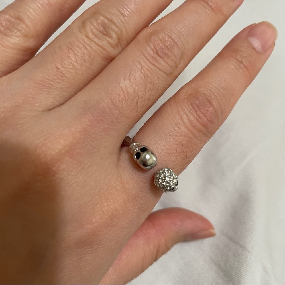 Adjustable Silver Skull Ring - image 5